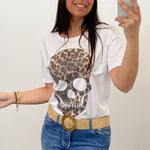 Camiseta Calavera Animal Print Blanco