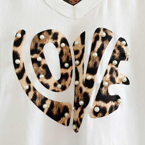 Camiseta Love Perlas Leopardo