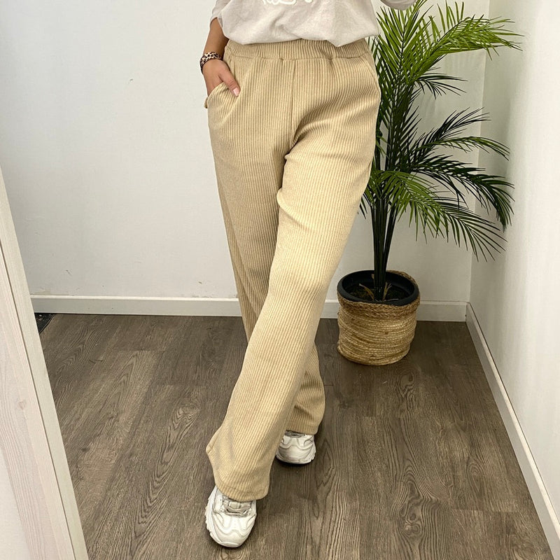 Pantalón Chándal Recto Pana Beige