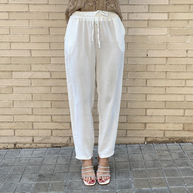 Pantalón Neutral Goma Blanco