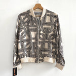 Bomber Fina Estampada Beige/Negro