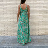 Vestido Largo Estampado Étnico Verde