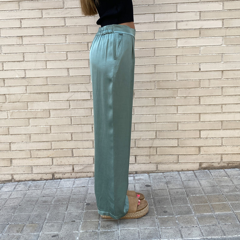 Pantalón Raso Plazzo Pinza Verde