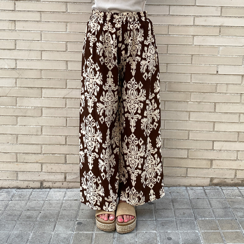 Pantalón Fluido Estampado Emy Marrón