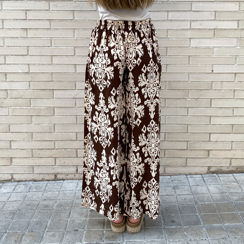 Pantalón Fluido Estampado Emy Marrón