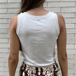 Top Halter Canalé Básico Beige