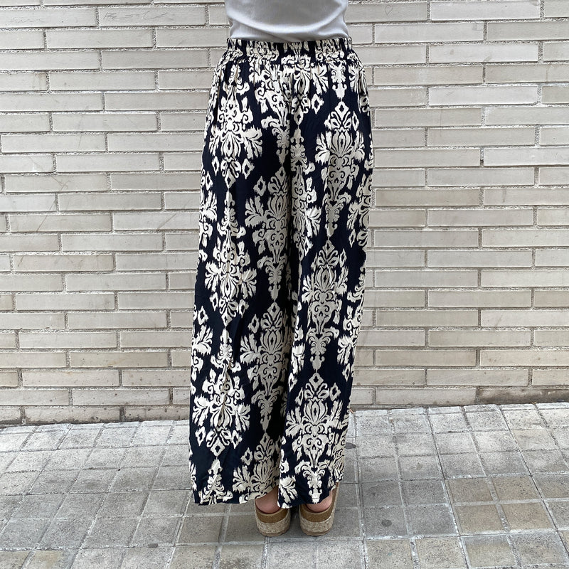 Pantalón Fluido Estampado Emy Negro