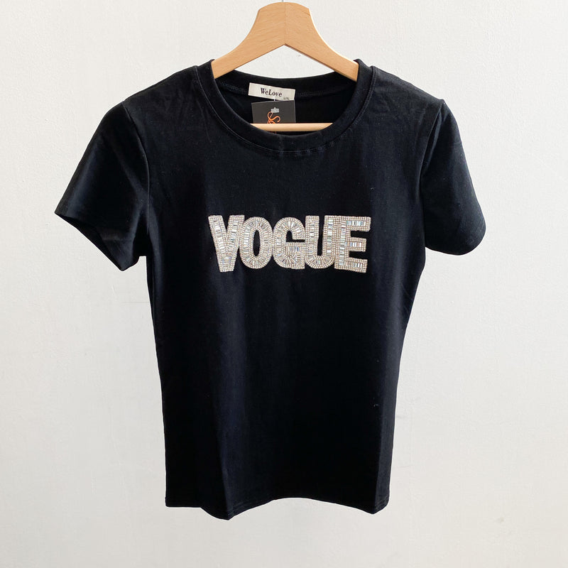 Camiseta Manga Corta Vogue Brillo Negro