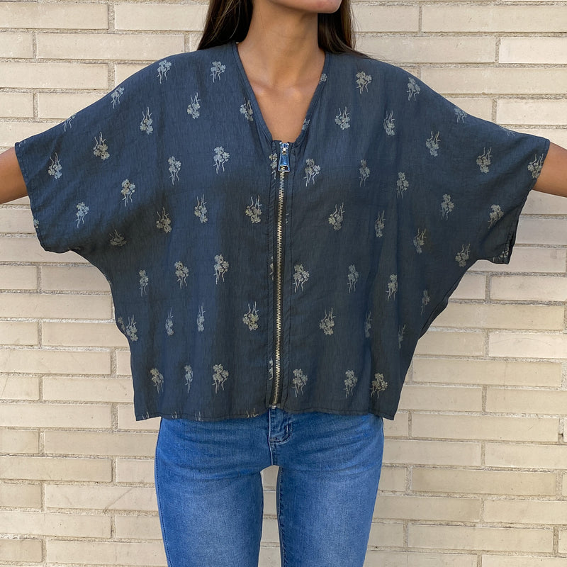 Chaqueta Kimono Cremallera 3/4