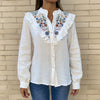 Camisa Flores Bordadas Blanco