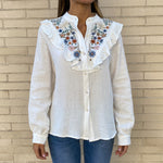 Camisa Flores Bordadas Blanco