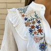 Camisa Flores Bordadas Blanco