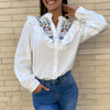 Camisa Flores Bordadas Blanco