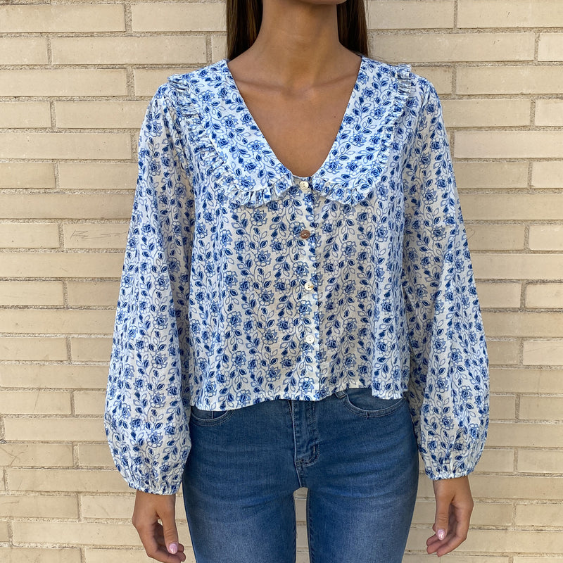 Blusa Grace Blanco/Azul