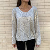 Camiseta V Estamp. Brillito Beige