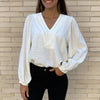 Blusa Pico Pliegues Blanco