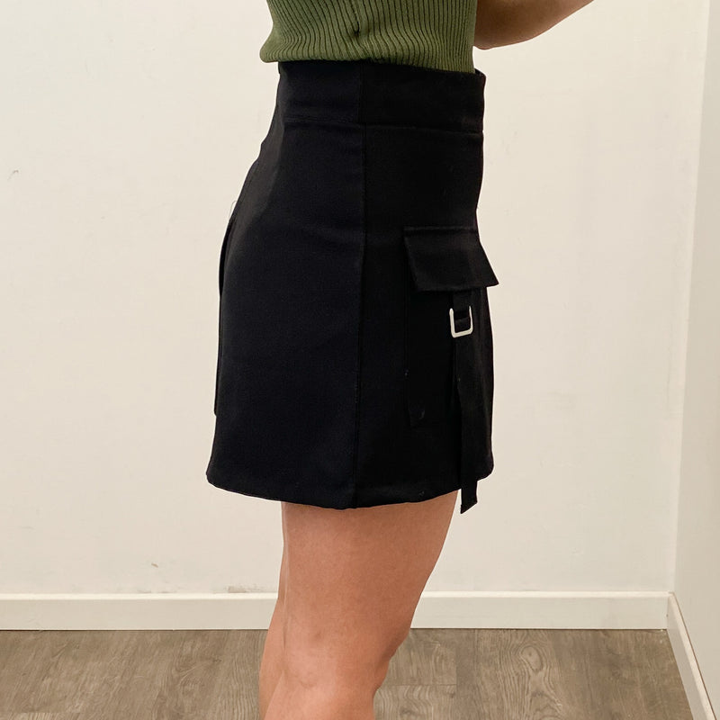 Short Falda/Pantalón Bolsillos Negro