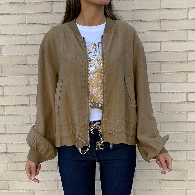 Chaqueta Fina Bomber Lisa Camel