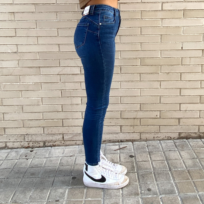 Pantalón Pitillo Básico Push Up Azul