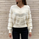 Jersey V Pelito Franjas Beige