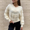 Jersey V Pelito Franjas Beige