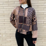 Chaqueta Bomber Ante Animal Print