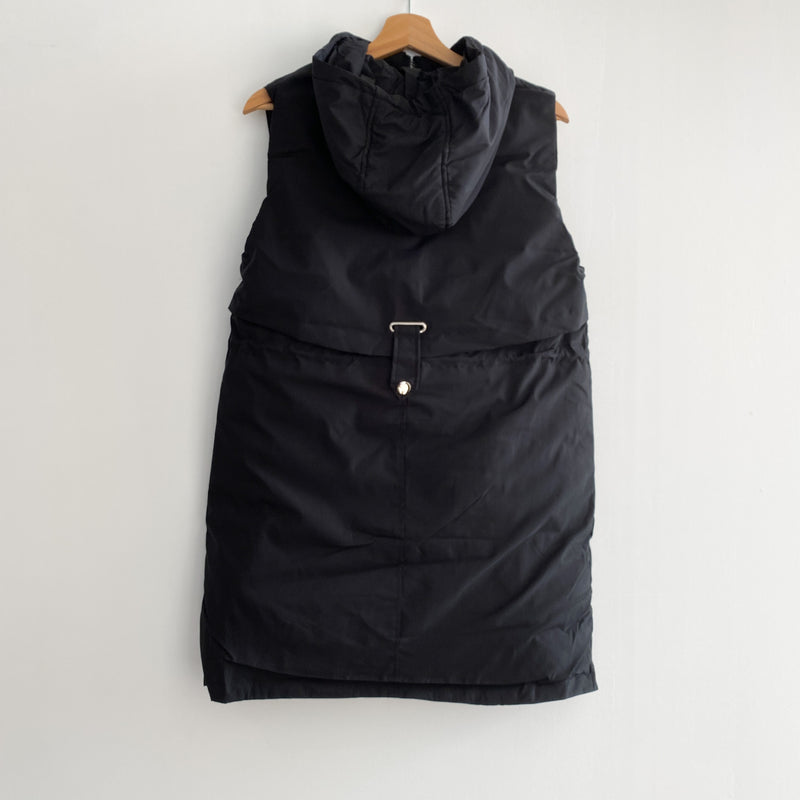 Chaleco Acolchado Largo Parka Negro