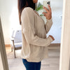 Jersey V Tejido Det Liso Beige