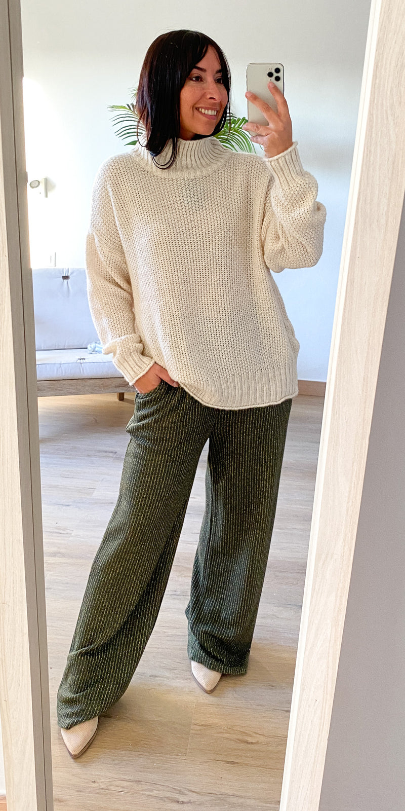 Pantalón Palazzo Comfy Det Oro Verde