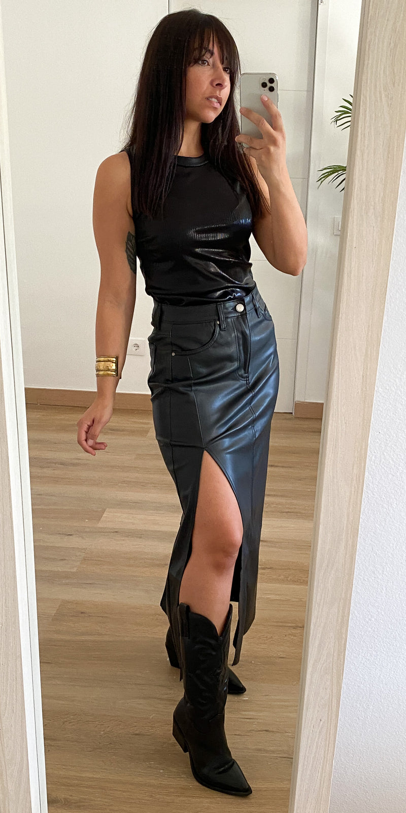 Top Metalizado Negro