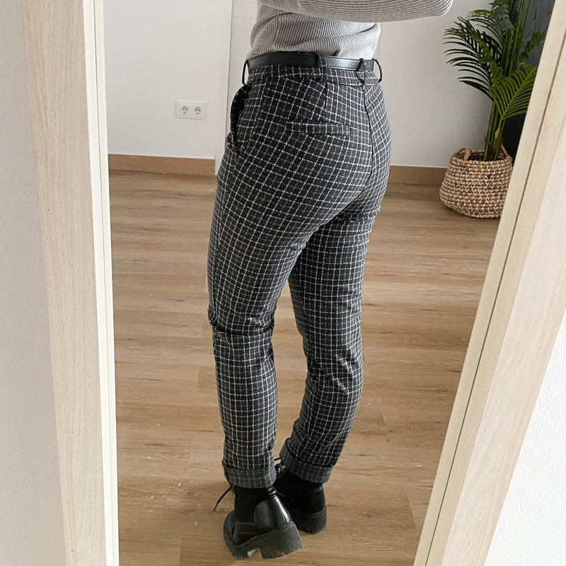 Pantalón Pinza Winter Cuadros Negro