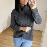 Jersey Cuello Alto Trenzado 88 Gris oscuro