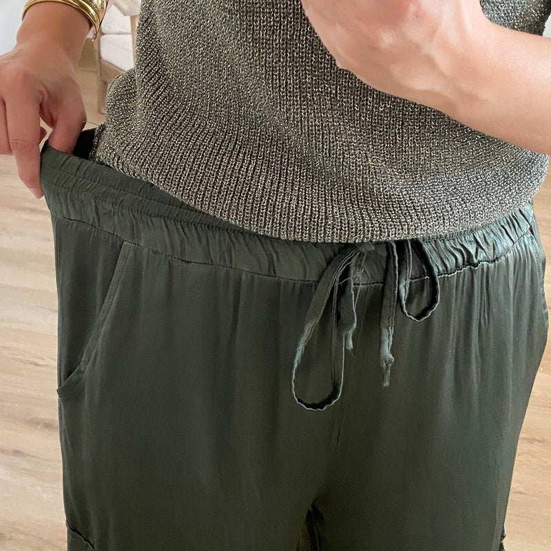 Pantalón Raso Cargo Verde