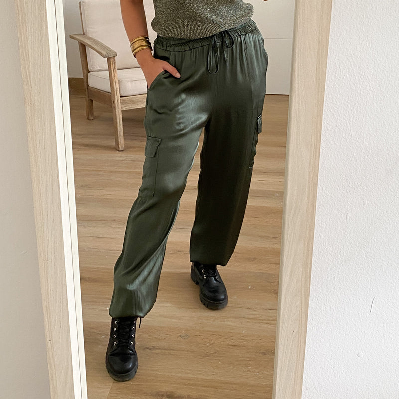 Pantalón Raso Cargo Verde