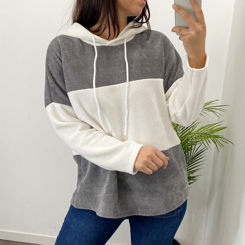 Sudadera Chenilla Bicolor Gris