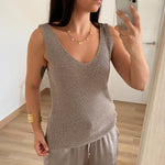 Top Tirante Ancho Lurex Taupe