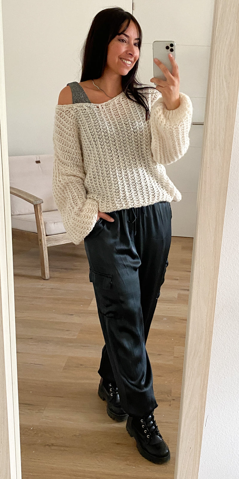 Pantalón Raso Cargo Gris