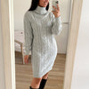 Vestido Punto Cuello Alto Gris