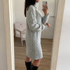 Vestido Punto Cuello Alto Gris