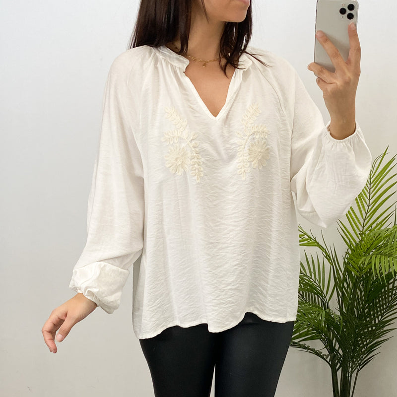 Blusa Boheme Bordado Blanco