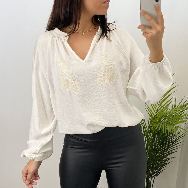 Blusa Boheme Bordado Blanco