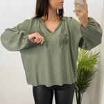 Blusa Boheme Bordado Verde