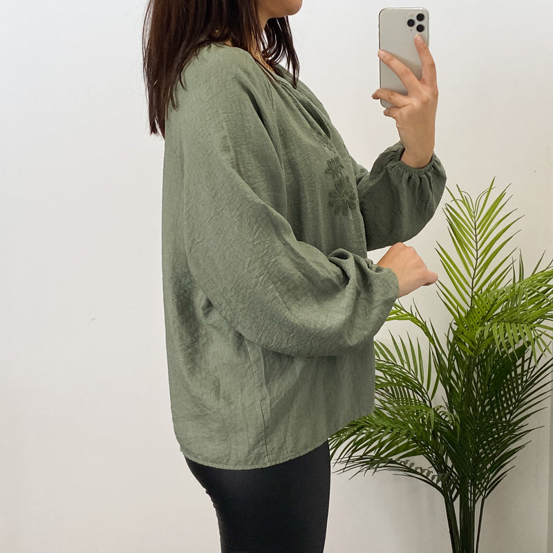 Blusa Boheme Bordado Verde