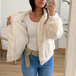 Chaqueta Pelito Capucha 2 Crudo