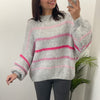 Jersey Oversize Rayas Gris/Rosa/Fucsia