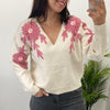 Jersey V Flor Beige/Rosa