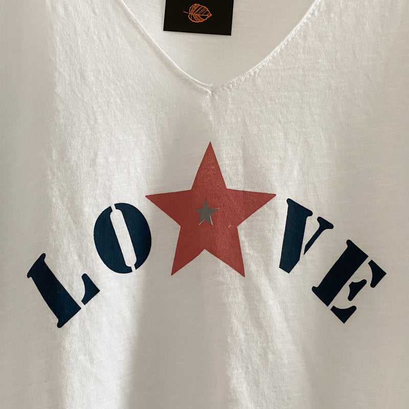 Camiseta V Love Estrella Blanco