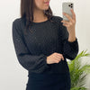 Blusa Plisada Brillo Negro