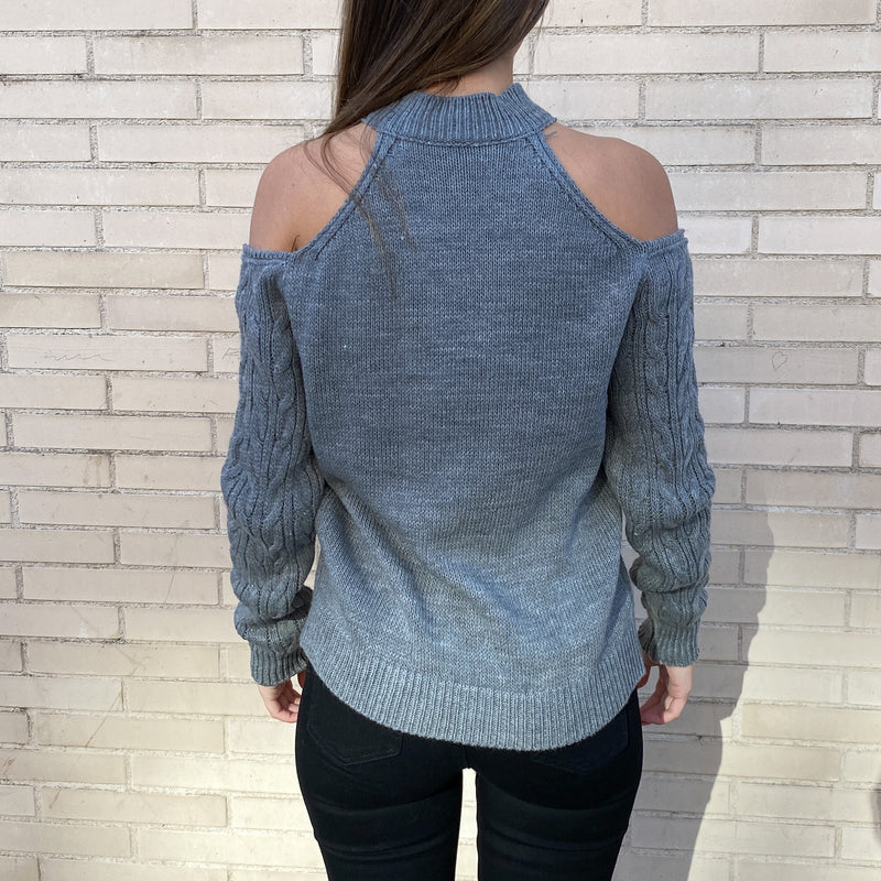 Jersey Hombros Descubiertos Gris Oscuro