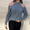 Jersey Hombros Descubiertos Gris Oscuro